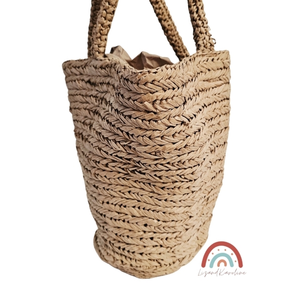 New! J. Crew Malta Handwoven Straw Bucket Tote NWOT - Picture 5 of 15